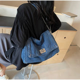 Denim Chain Crossbody Bag for Daily Work & Travel