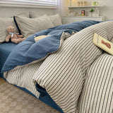 Nordic Plaid Wash Cotton Bedding Set, 4 Pcs