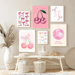 Trendy Watercolor Pink Bows Poster Art Decor  Clean Vanilla Store