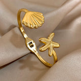 Greatera Waterproof Gold Flower Cuff Bracelet for Women