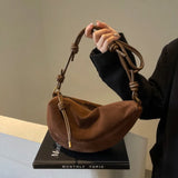 Faux Suede Hobo Shoulder Bag for Women 2025 Fashion