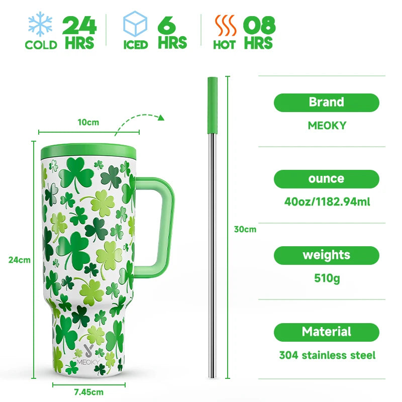 Meoky 40oz Tumbler with Straw, Insulated Car Mug