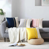 Blue Velvet Gold Bar Cushion Case Set of 2