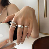 VENTFILLE 925 Sterling Silver Water Droplets Cross Ring