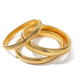 Stainless Steel Texture Flex Cuff Bracelet Women Gifts