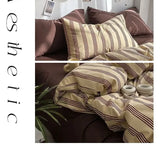 Bedding Set Ins Ambiance Blue Coffee Grid, 4-Piece Set