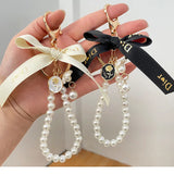 Imitation Pearl Bowknot Keychain Bag Charm Jewelry