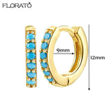 925 Silver Needle Crystal 9mm Small Hoop Earrings