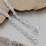 New High Quality 925 Sterling Silver Twisted Rope Bracelet