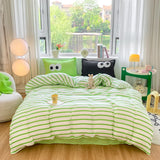 Nordic INS Black Pink Striped Duvet Cover Set 3pcs