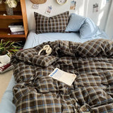 Bedding Set Ins Ambiance Blue Coffee Grid, 4-Piece Set