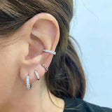 925 Silver Needle Crystal 9mm Small Hoop Earrings