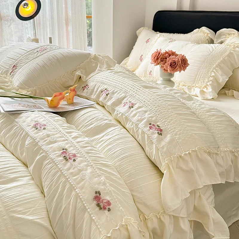 Korean Princess Lace Ruffles Bedding Set 3/4Pcs