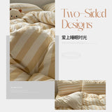 Washed Cotton Crepe Striped Quilt Set with Pillowcases 3-4