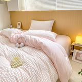Princess Pink Seersucker Bedding Set 3 Pcs