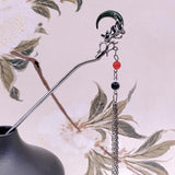 Modern Hair Stick with Ink Flower and Metal Tassel