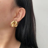 Geometry Twists UV Golden Stud Earrings for Women