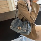 Denim Chain Crossbody Bag for Daily Work & Travel