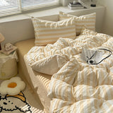 Washed Cotton Crepe Striped Quilt Set with Pillowcases 3-4