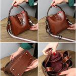 Real Oil Wax Leather Women's Bucket Bag - Large Capacity  Clean Vanilla Store