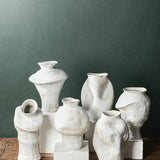 Retro Handmade Ceramic Flower Vase White Modern Minimalist Sle
