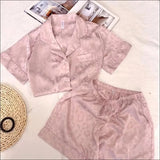 Plus Size Satin Striped Lounge Set for Women