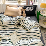 Nordic INS Black Pink Striped Duvet Cover Set 3pcs