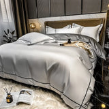 White Egyptian Cotton Bedding Set with Embroidery 4 pcs