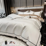 White Egyptian Cotton Bedding Set with Embroidery 4 pcs