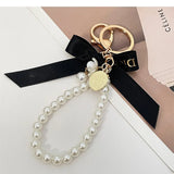 Imitation Pearl Bowknot Keychain Bag Charm Jewelry
