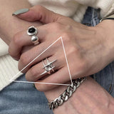VENTFILLE 925 Sterling Silver Water Droplets Cross Ring