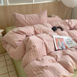 Korean Cotton Pink Stripes Duvet Cover 150x200 Size