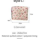 Quilted Cotton Retro Cherry Travel Cosmetic Bag  Clean Vanilla Store