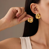 Geometry Twists UV Golden Stud Earrings for Women