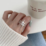 VENTFILLE 925 Sterling Silver Water Droplets Cross Ring