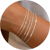14K Dainty Gold Plated Stackable Bracelets for Women