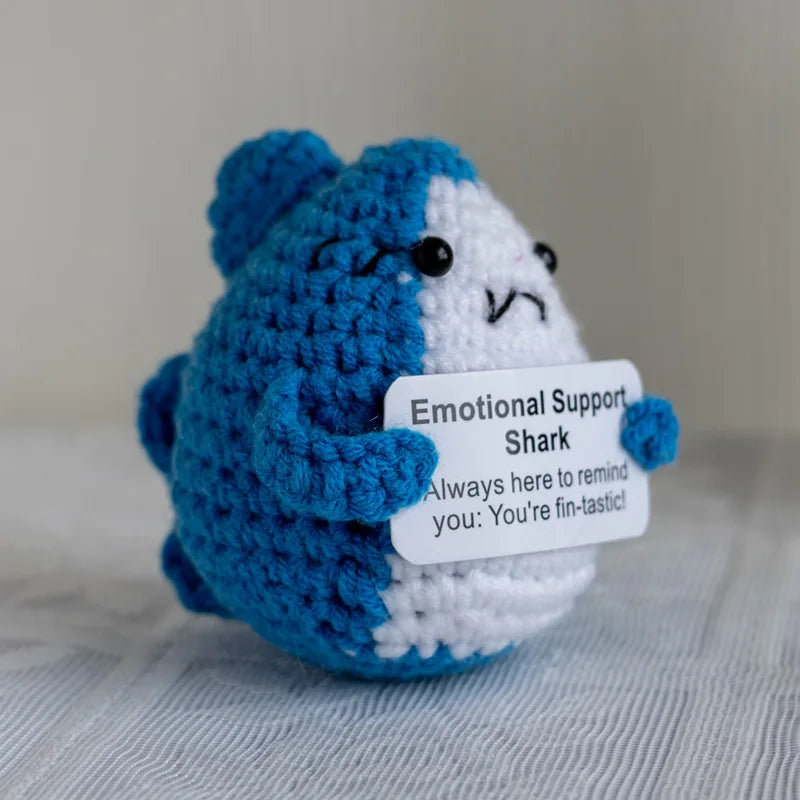 Funny Crochet Shark Doll with Card Handmade Gift  Clean Vanilla Store