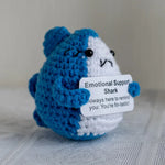 Funny Crochet Shark Doll with Card Handmade Gift  Clean Vanilla Store