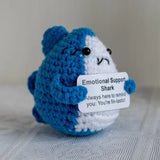 Funny Crochet Shark Doll with Card Handmade Gift  Clean Vanilla Store