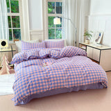 Colorful Cotton Plaid Duvet Cover Set, 3 Pcs