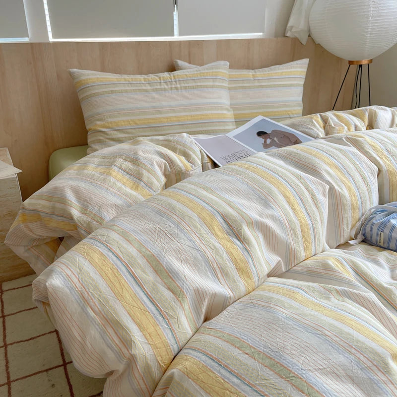 Korean Cotton Pink Stripes Duvet Cover 150x200 Size