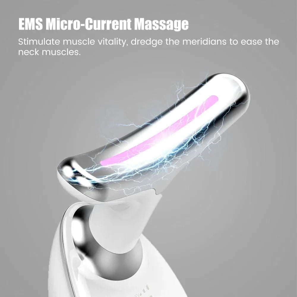 Face Massager EMS & 3 Colour LED Facial Microcurrent Red Light Anti-aging Facial Massage Neck Face Lifting Massager Skin Tightening Face Lift Devices USB - Clean Vanilla