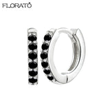 925 Silver Needle Crystal 9mm Small Hoop Earrings