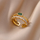Gold Color Stainless Steel Adjustable Heart Ring