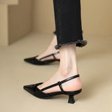 2024 New Summer Red Patent Leather Mid-Heel Sandals