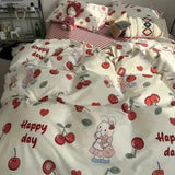 Korean Style Blue Letter Bedding Set for All Sizes 4 pcs