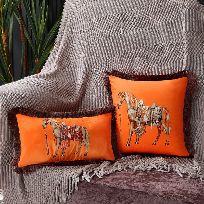 Horse Throw Pillow Cushion Cover - Palace Pattern 45x45cm 30x50cm