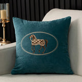 American Hand-Embroidered Horse Cushion Cover 45cm