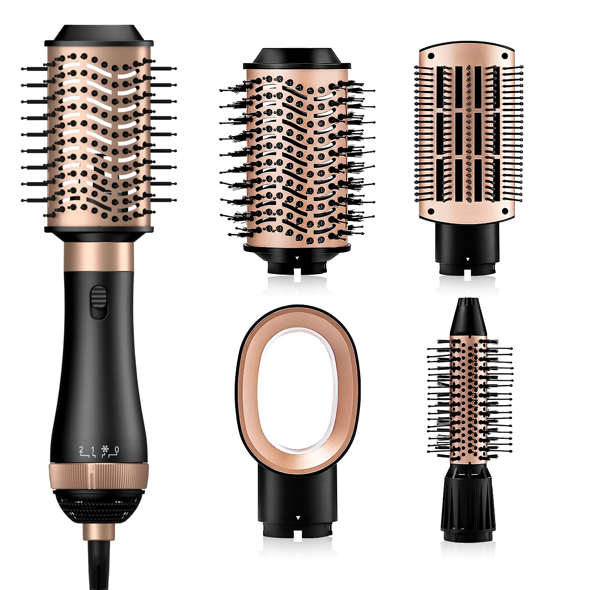 Professional Blow Dryer Brush 4 In 1 Detachable Hair Dryer Brush Hot Air Styling Comb Negative Ion Hairdryer Curling Comb - Clean Vanilla