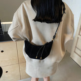 LEFTSIDE 2024 Retro Splicing Leather Shoulder Bag